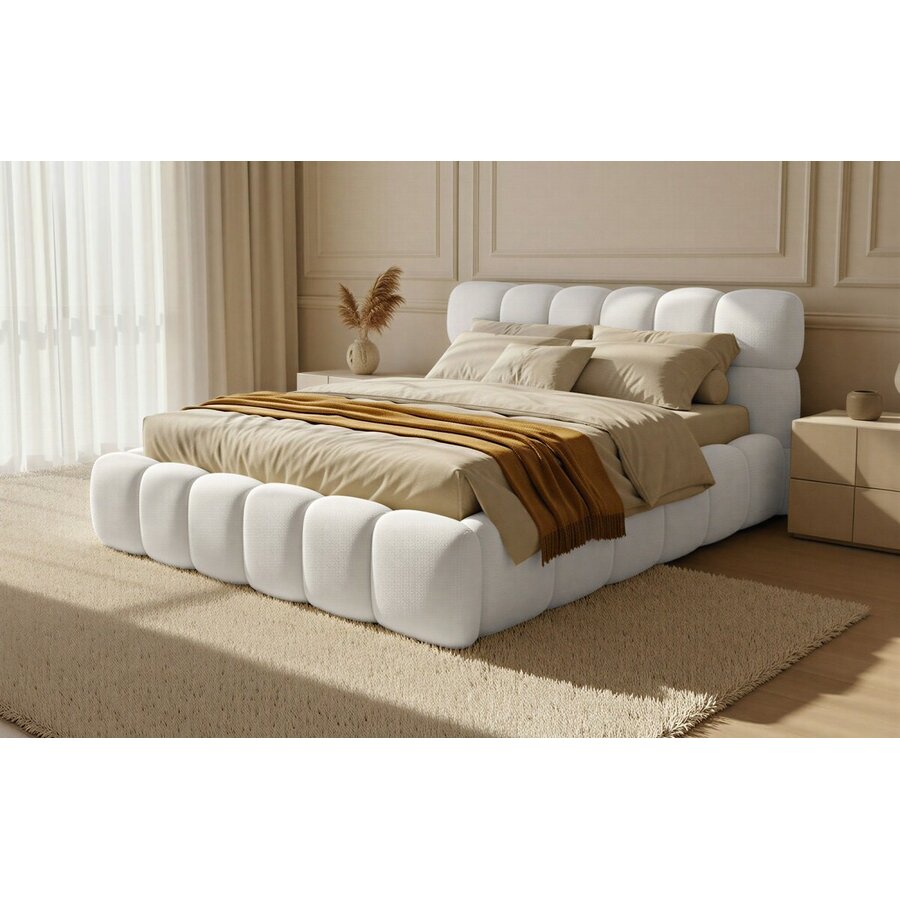 Boston Slim 200 x 200 cm Gestoffeerd Bed Naturel