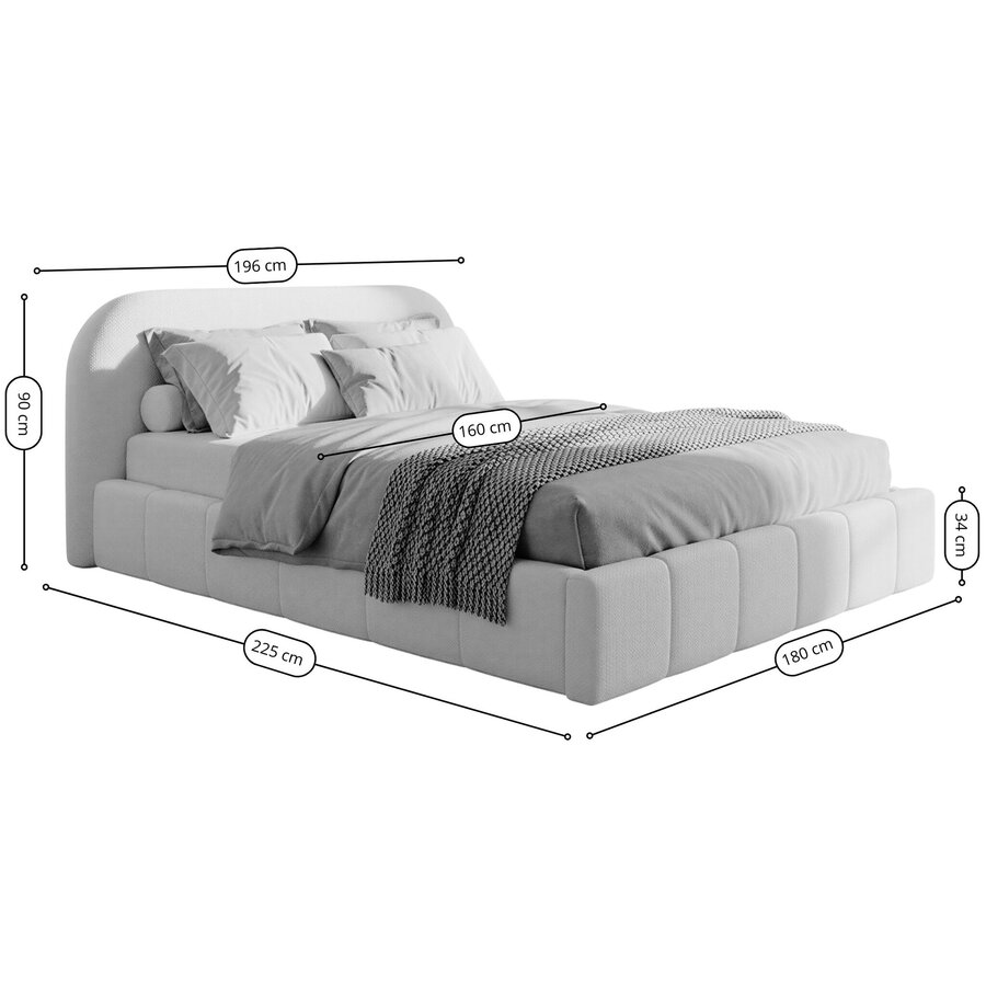 Orlando Slim 160 x 200 cm Gestoffeerd Bed Beige