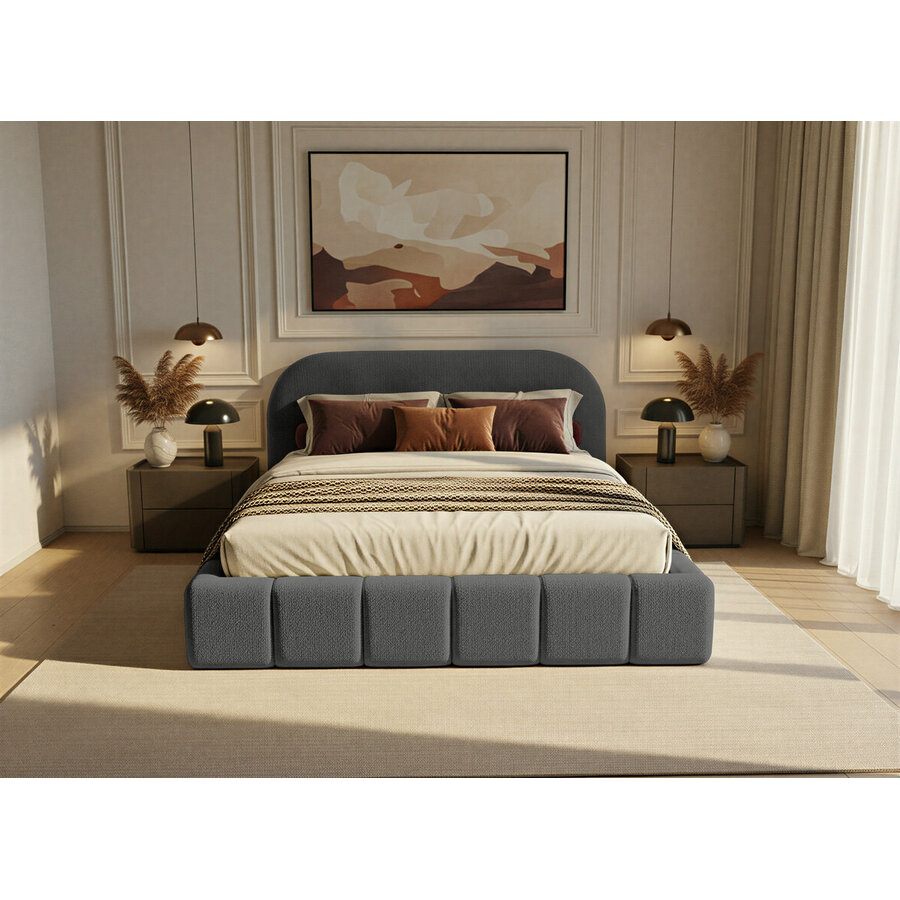 Orlando Slim 140 x 200 cm Gestoffeerd Bed Donkergrijs