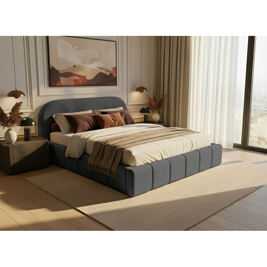 Orlando Slim 160 x 200 cm Gestoffeerd Bed Donkergrijs