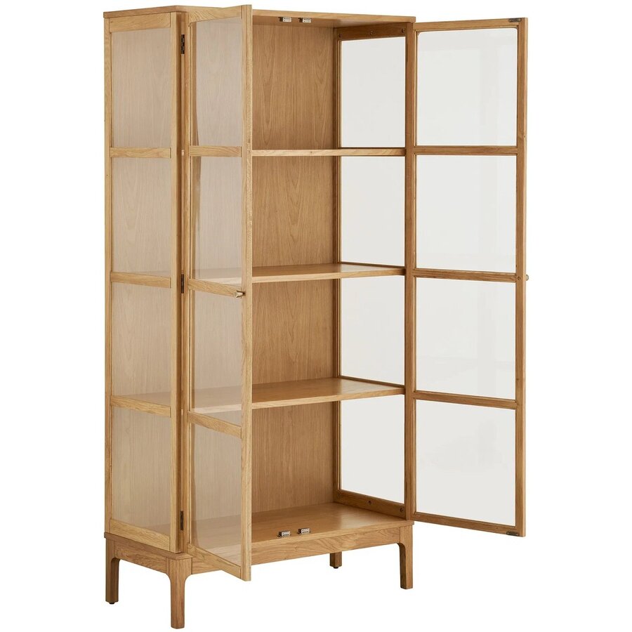 Zamora Eiken / Glas Vitrinekast met 2-Deuen Zamora Eiken / Glas Vitrinekast met 2-Deuen