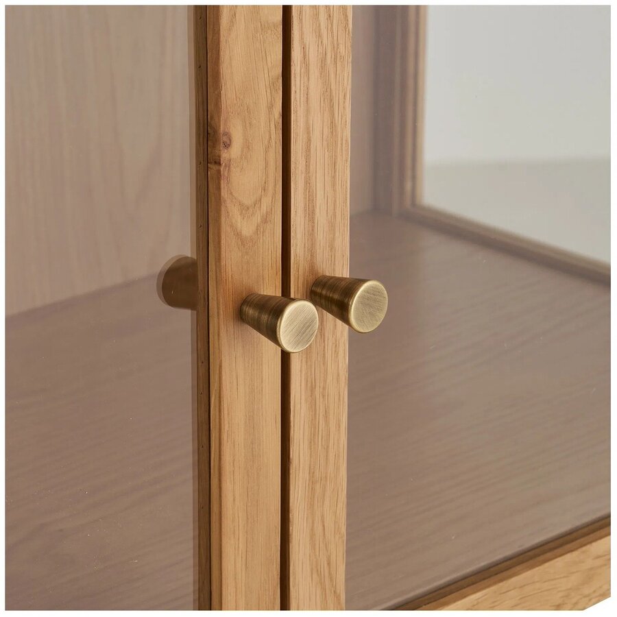 Zamora Eiken / Glas Opbergkast H126 cm