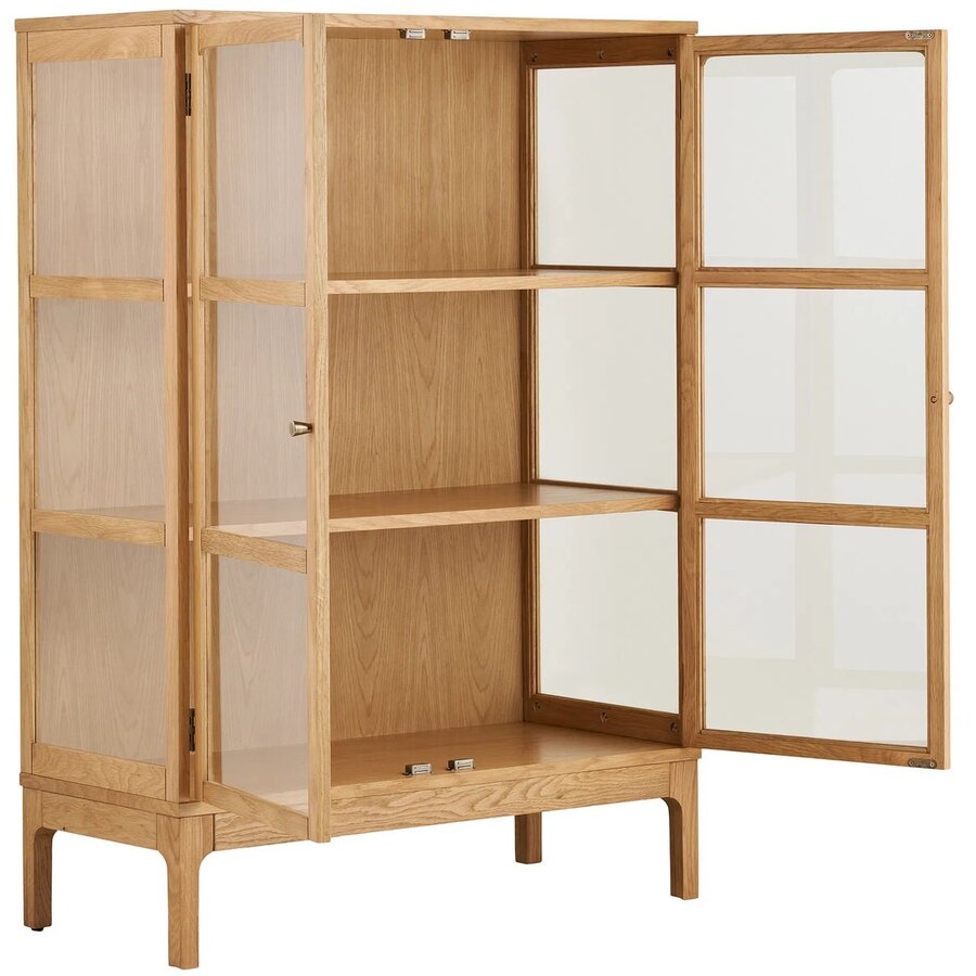 Zamora Eiken / Glas Opbergkast H126 cm