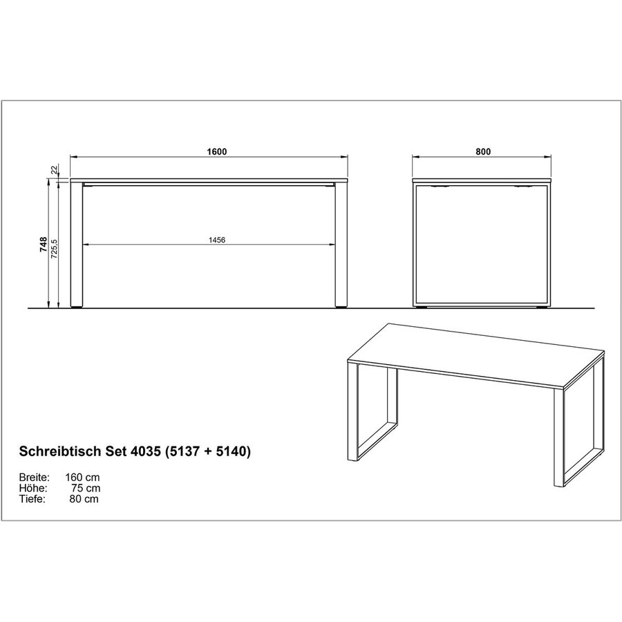 Oviedo Bureautafel Lindberg Eiken / Zwart