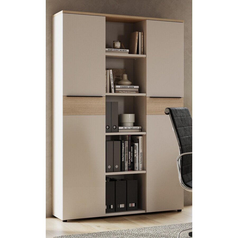 Oviedo Lindberg Eiken / Cashmere Kantoorkast met Open Vakken