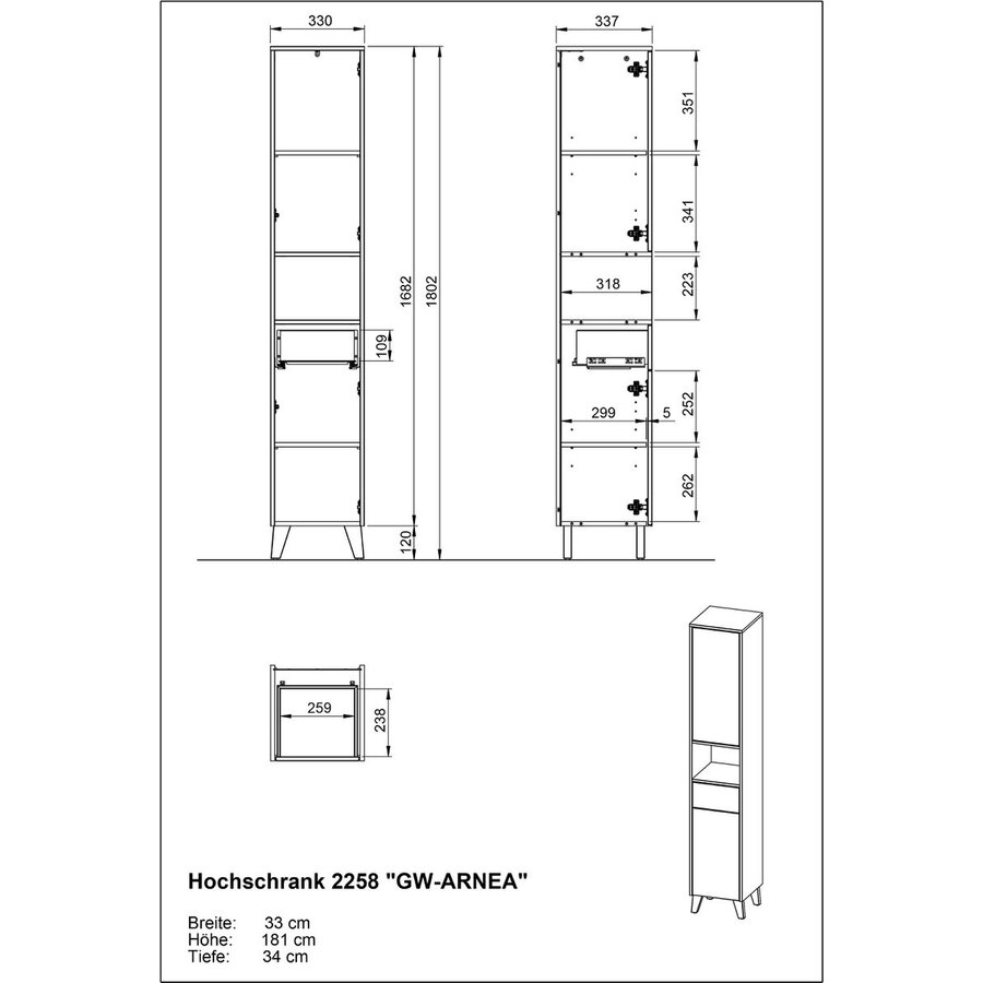 Arnea Cashmere Badkamerkast Hoog