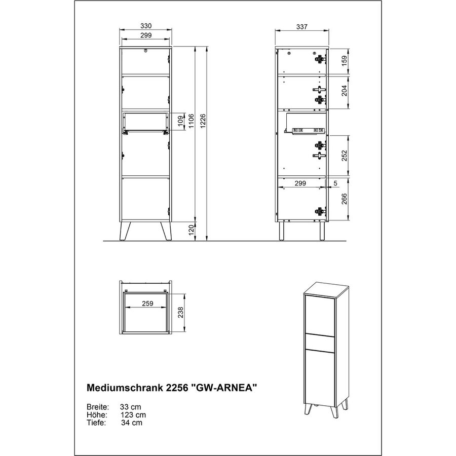 Arnea Cashmere Badkamerkast Small