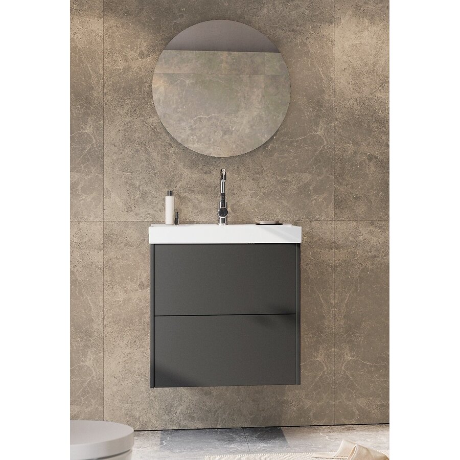 Bodera Plus 61 cm Wastafel met Onderkast Grafiet