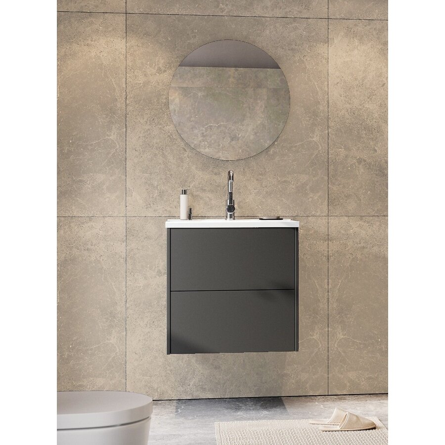 Bodera 61 cm Wastafel met Onderkast Grafiet