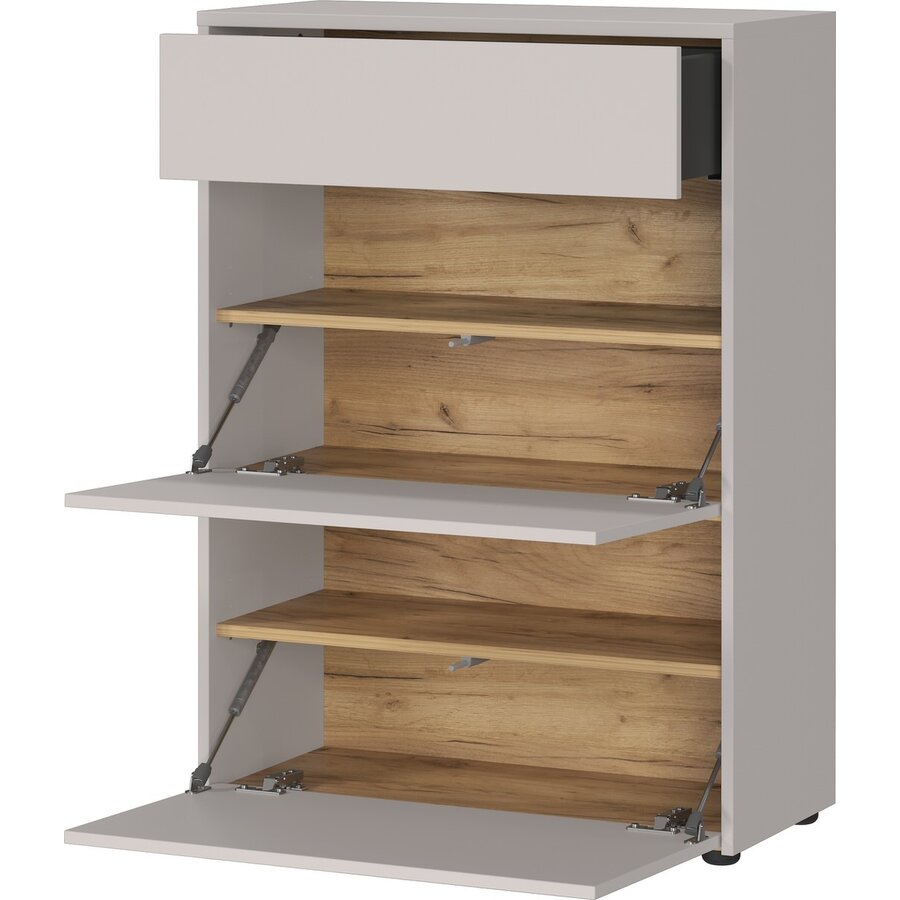 Binetto Cashmere / Eiken Schoenenkast 2-Kleppen 1-Lade