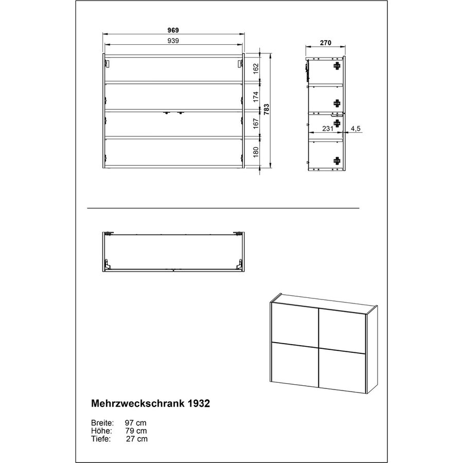 Binetto Cashmere / Eiken Multifunctionele Wandkast