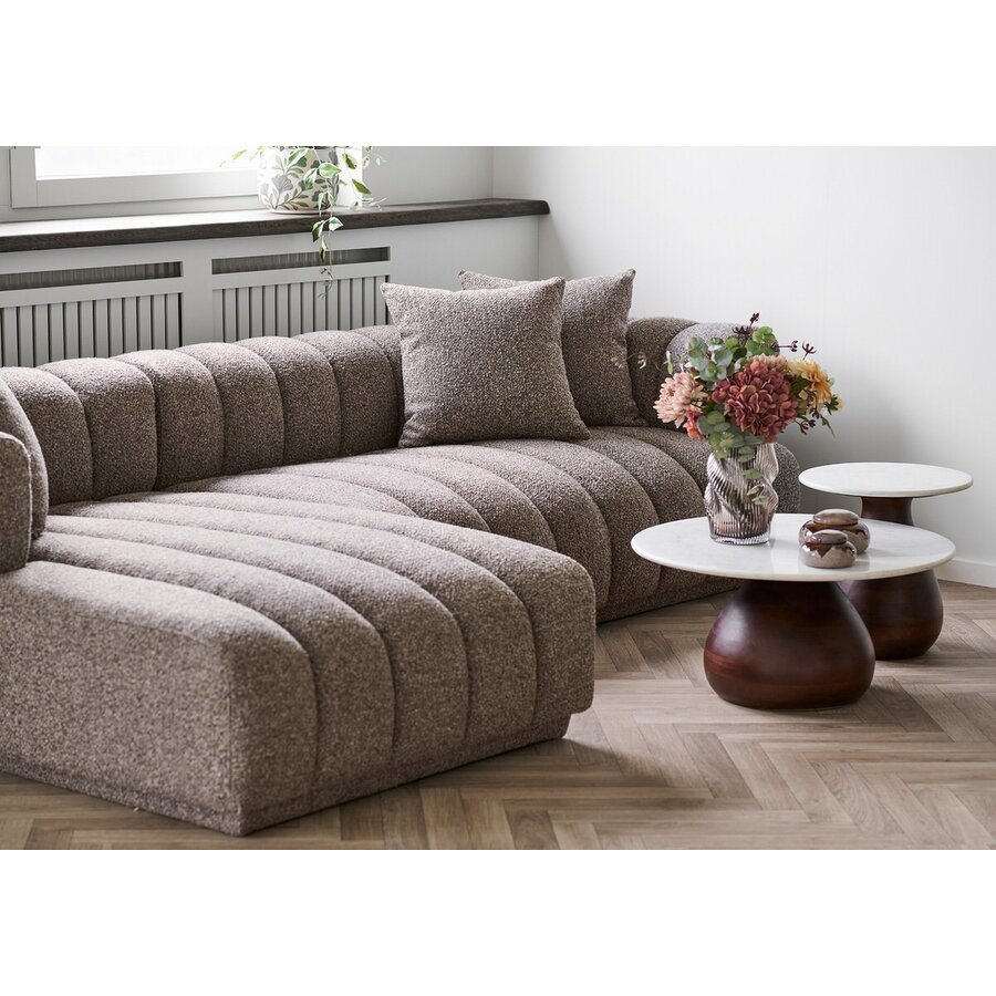 Aurora Bruin 3-Zits Bank + Chaise Lounge Links