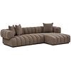 Aurora Bruin 3-Zits Bank + Chaise Lounge Rechts