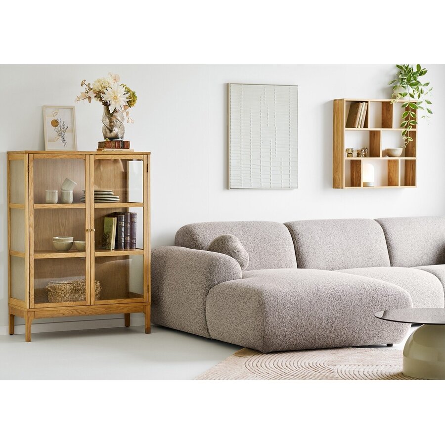 Clyde Steengrijs 3-Zits Bank + Chaise Lounge Links