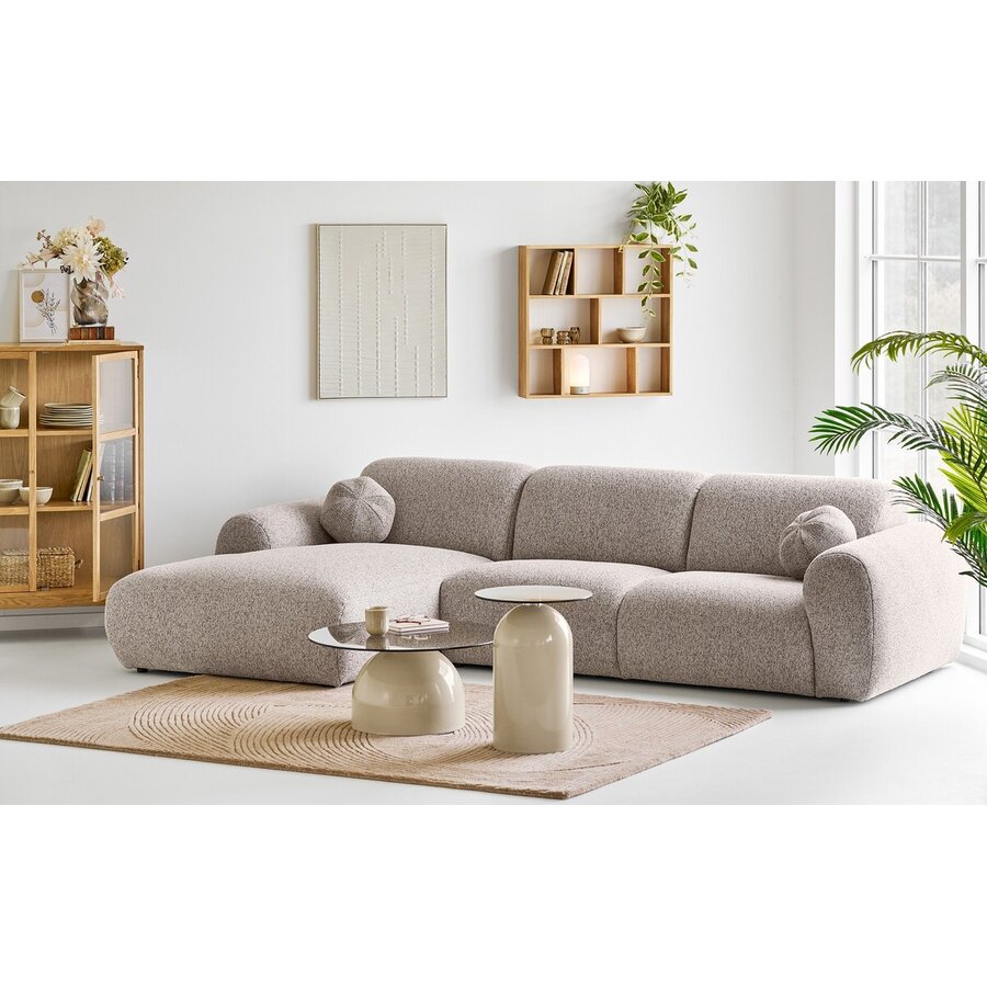 Clyde Steengrijs 3-Zits Bank + Chaise Lounge Links
