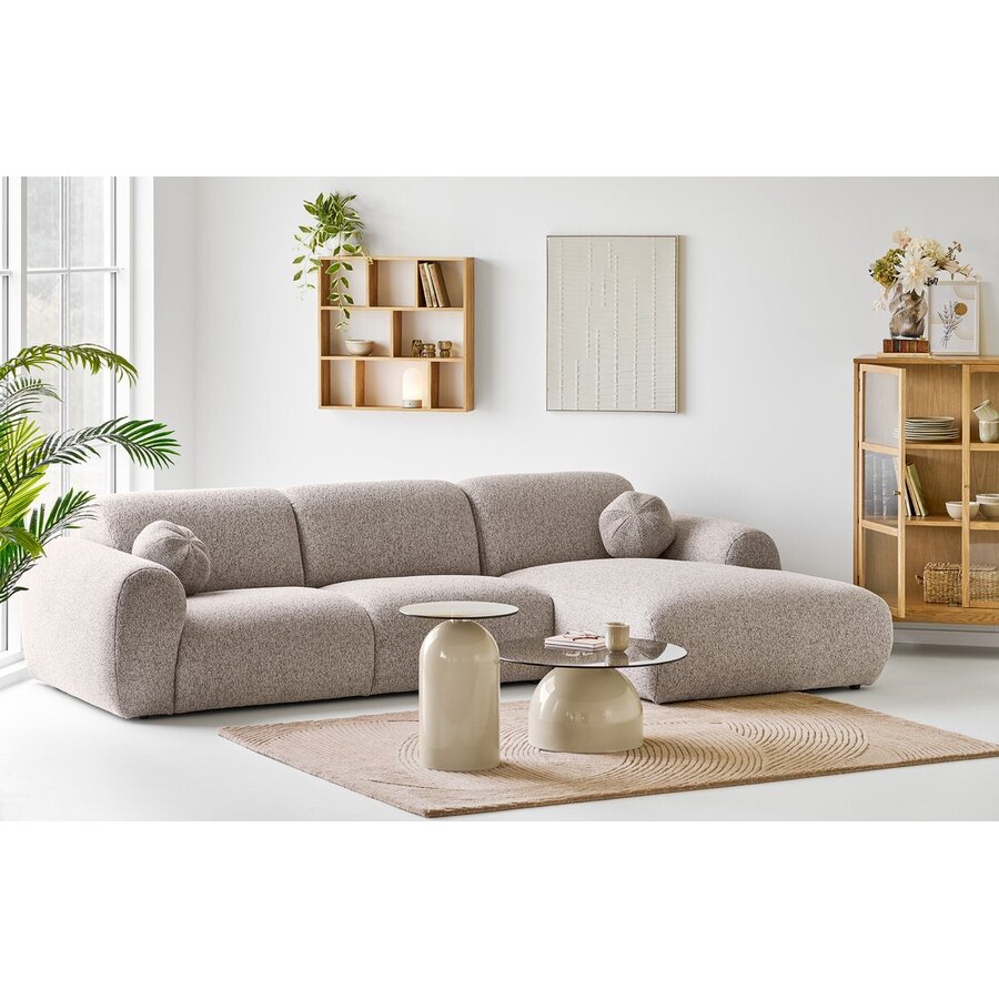 Clyde Steengrijs 3-Zits Bank + Chaise Lounge Rechts