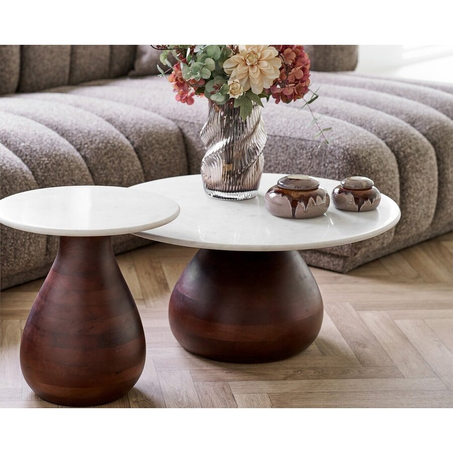 Heide Ronde Salontafel Marmer/Mango