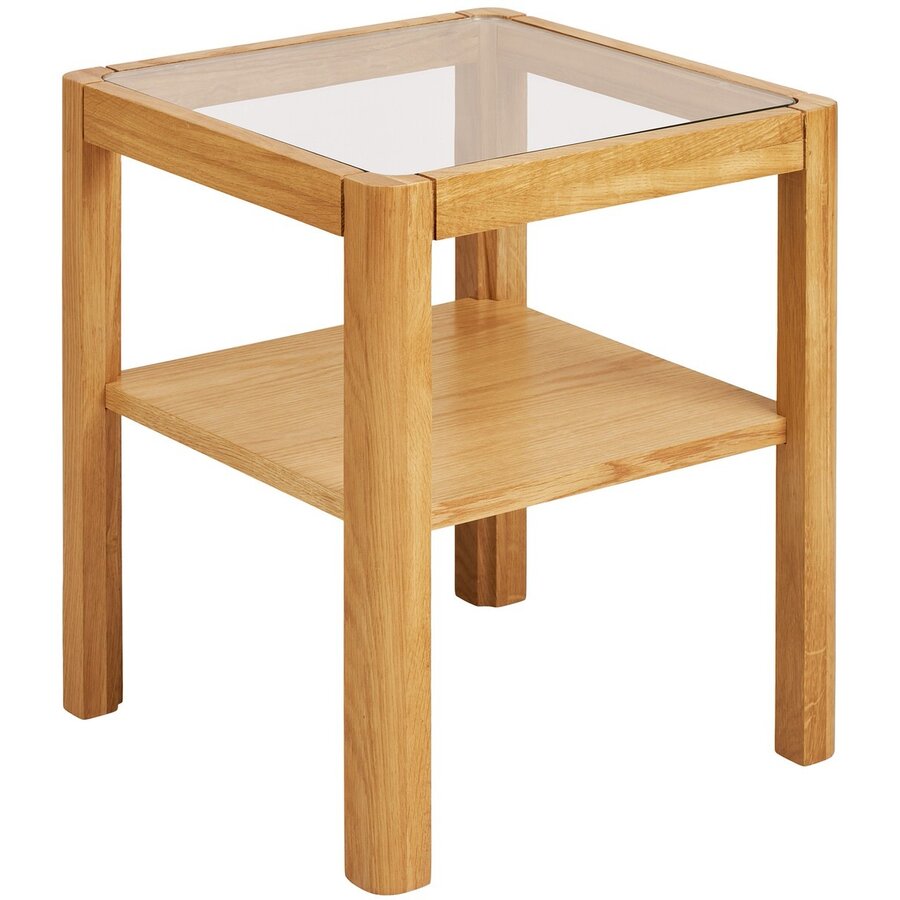 Lourmarin Vierkante Bijzettafel Glas / Eiken