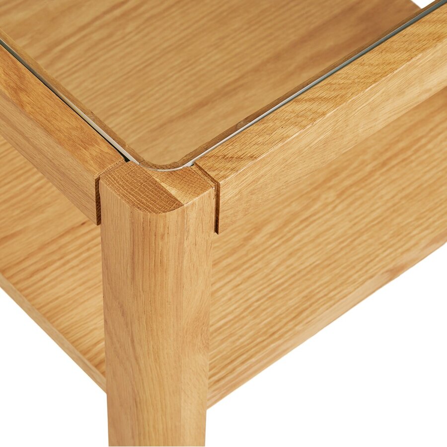 Lourmarin Vierkante Bijzettafel Glas / Eiken