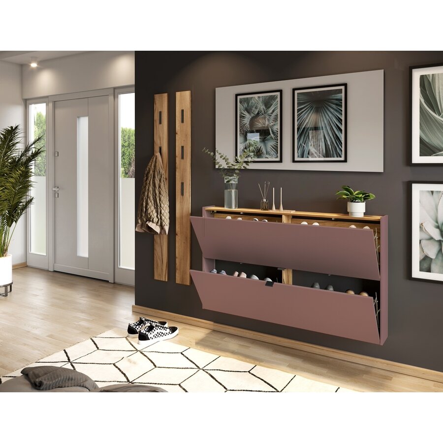 Ameca Toffee / Eiken Schoenenkast 2-Kleppen