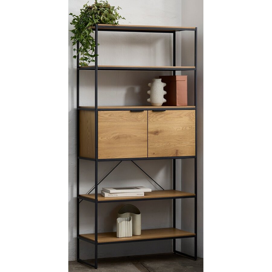 Cesura Eiken Boekenkast met 2-Deuren