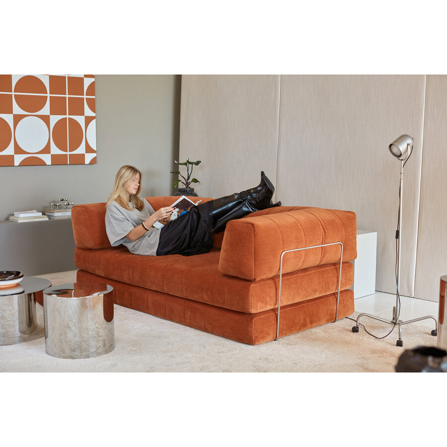 CozyPad Roest Oranje Slaapbank met Armleuning