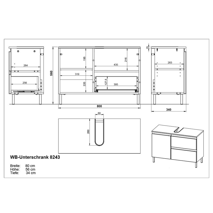 Salinas 80 cm Wastafelonderkast Cashmere