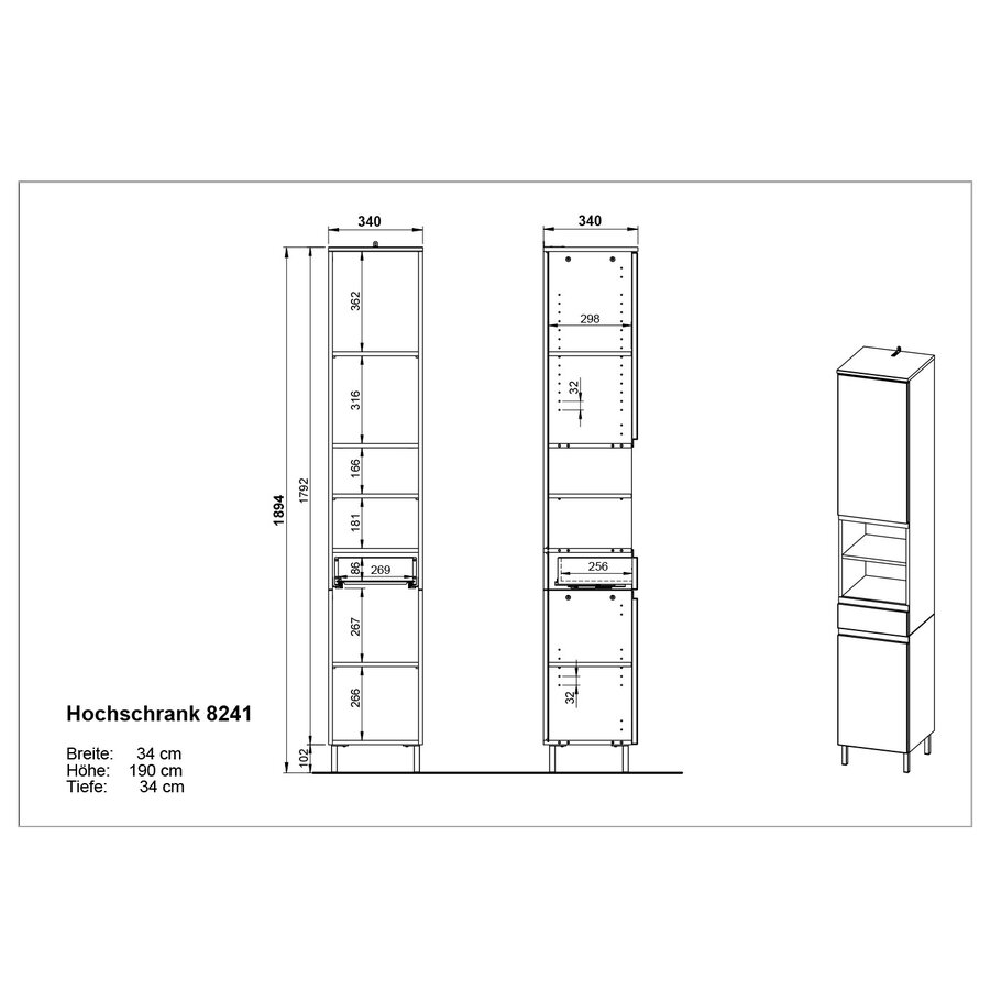 Salinas Badkamerkast Hoog Cashmere