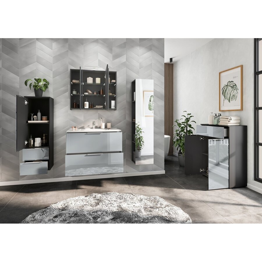 Vasio Badkamerkast Slim Grafiet/Zilvergrijs