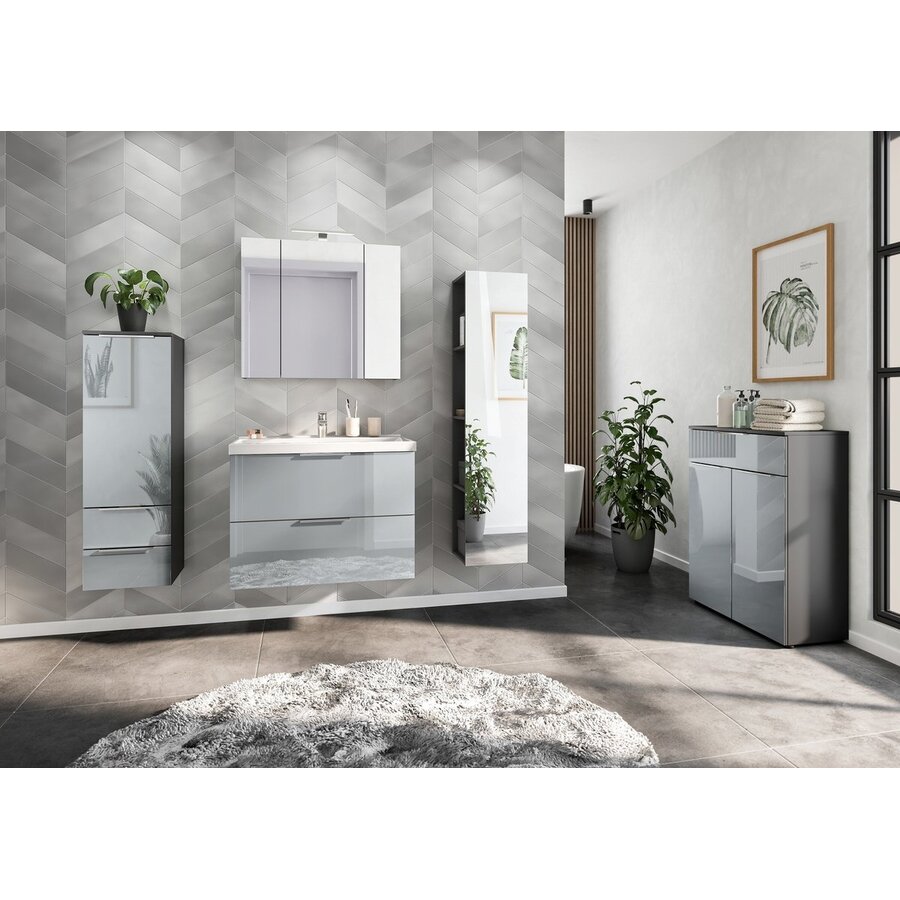 Vasio Plus 81 cm Wastafel met Onderkast Grafiet/Zilvergrijs
