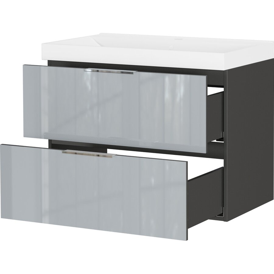 Vasio Plus 81 cm Wastafel met Onderkast Grafiet/Zilvergrijs