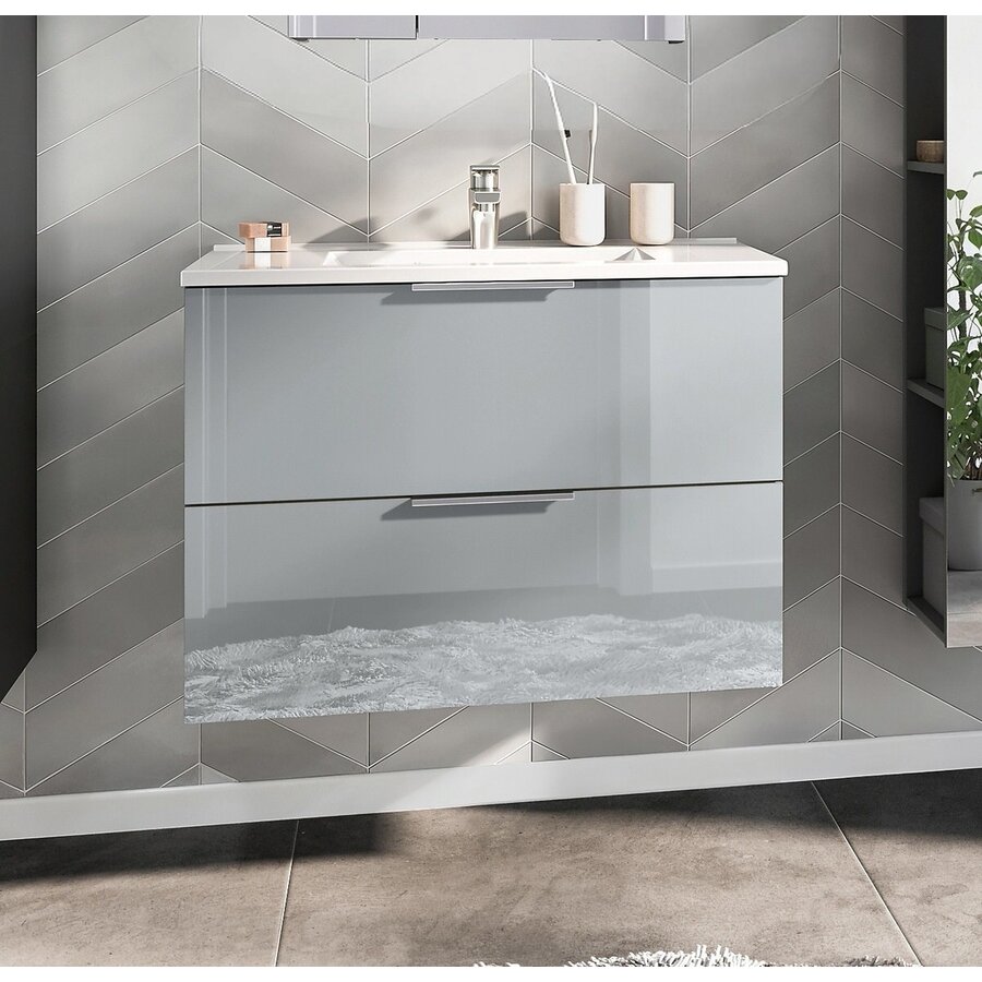 Vasio 81 cm Wastafel met Onderkast Grafiet/Zilvergrijs