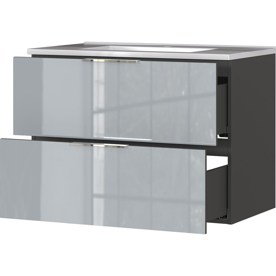 Vasio 81 cm Wastafel met Onderkast Grafiet/Zilvergrijs
