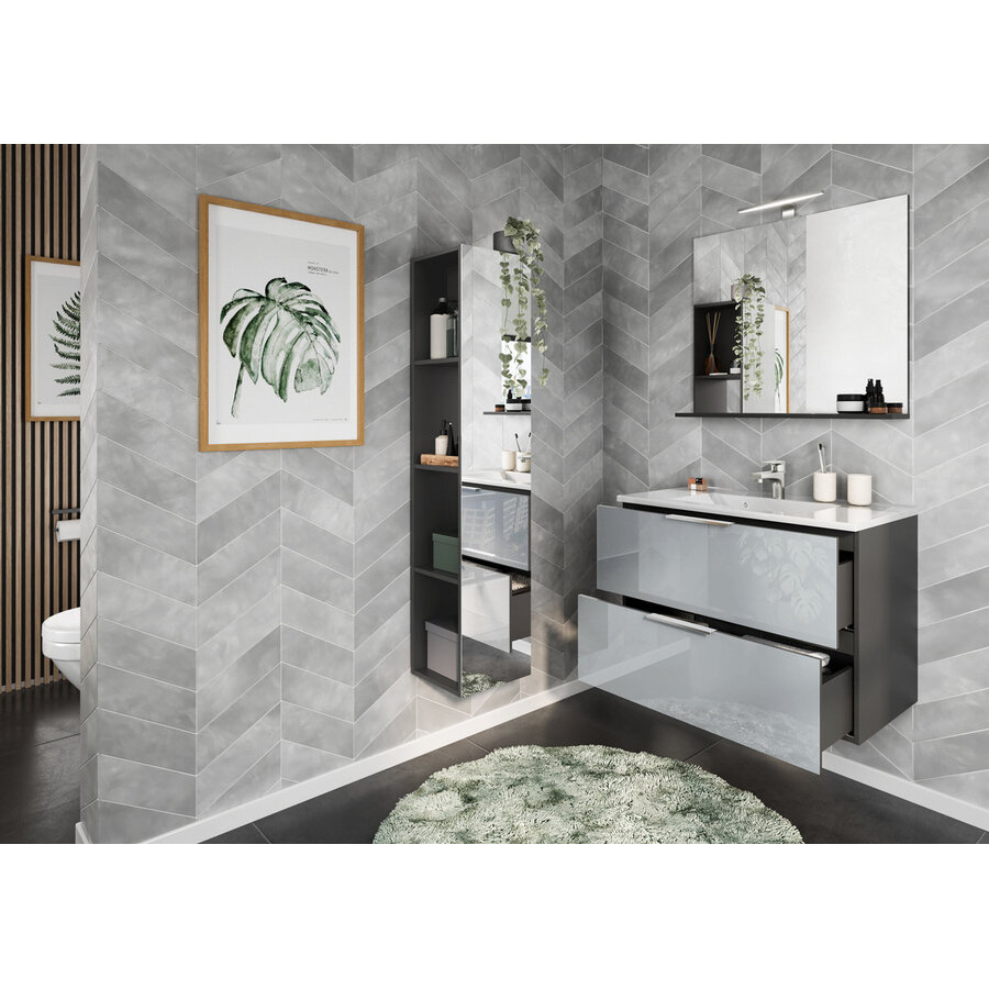 Vasio 81 cm Wastafel met Onderkast Grafiet/Zilvergrijs