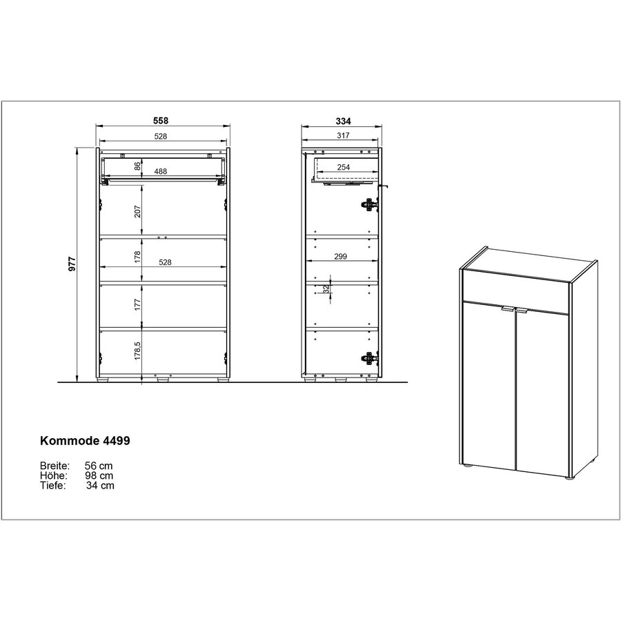 Forano Wit / Eiken Badkamerkast met Lade