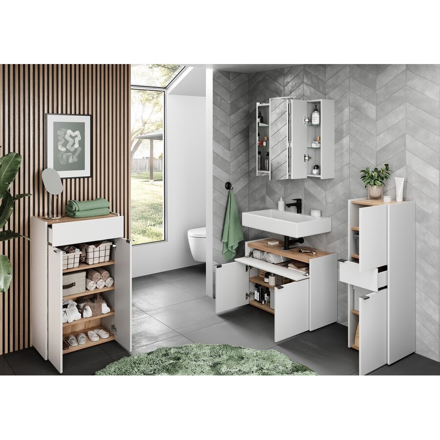 Forano Wit / Eiken Wastafelonderkast 80 cm