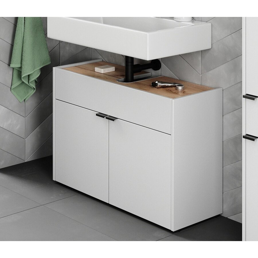 Forano Wit / Eiken Wastafelonderkast 80 cm