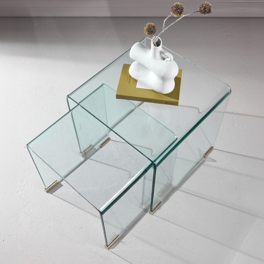 Telemark Bijzettafel Set Helder Gebogen Glas