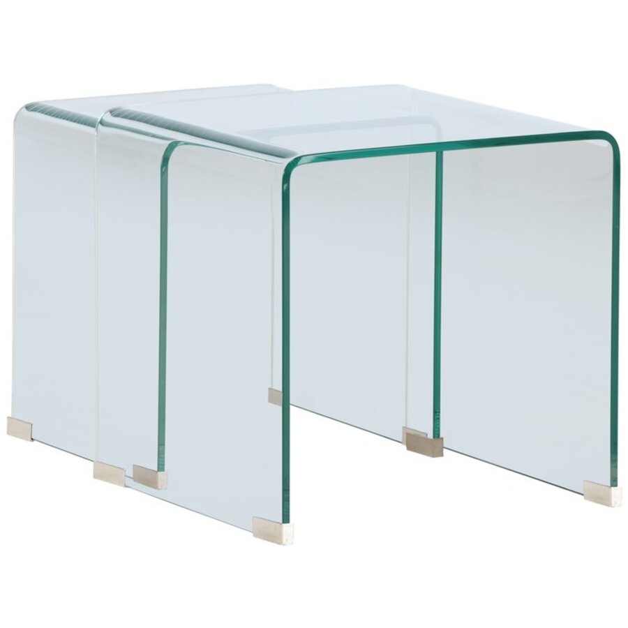 Telemark Bijzettafel Set Helder Gebogen Glas