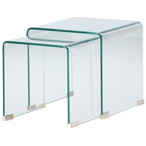 Hjem interiors Telemark Bijzettafel Set Helder Gebogen Glas