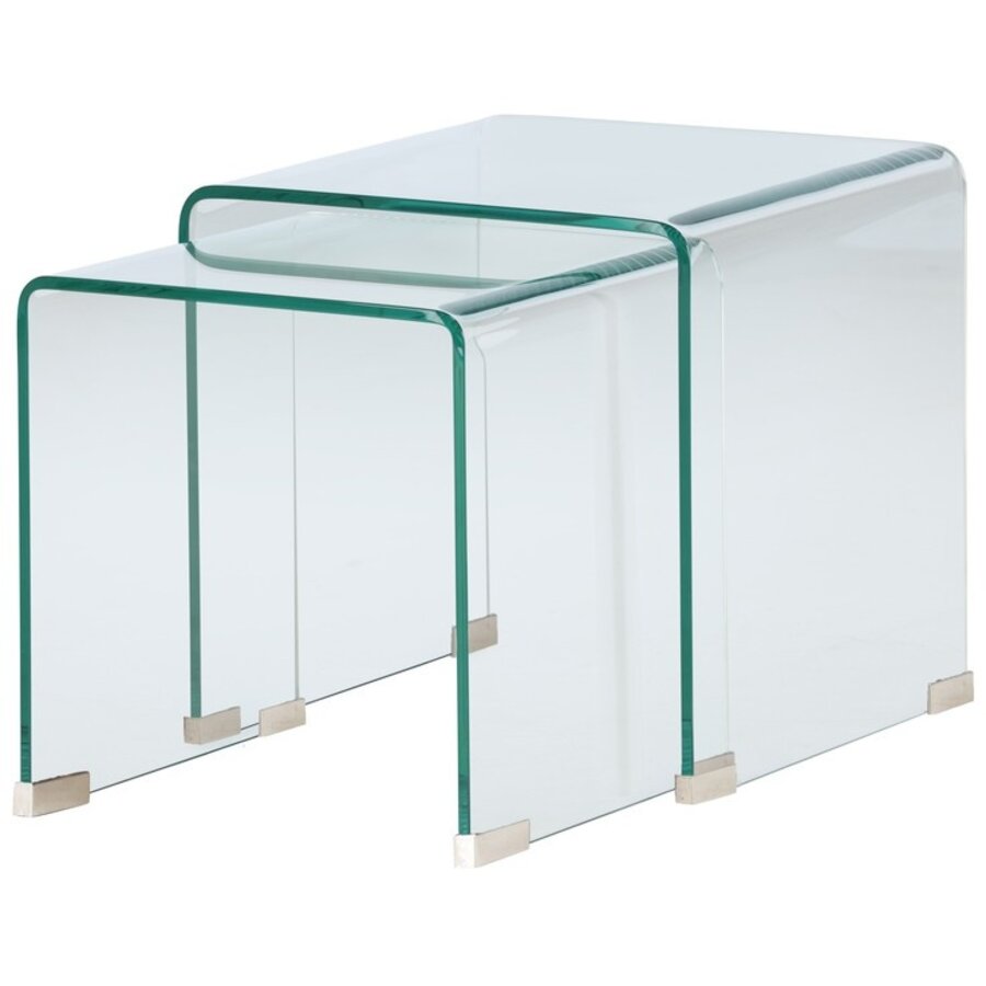 Telemark Bijzettafel Set Helder Gebogen Glas