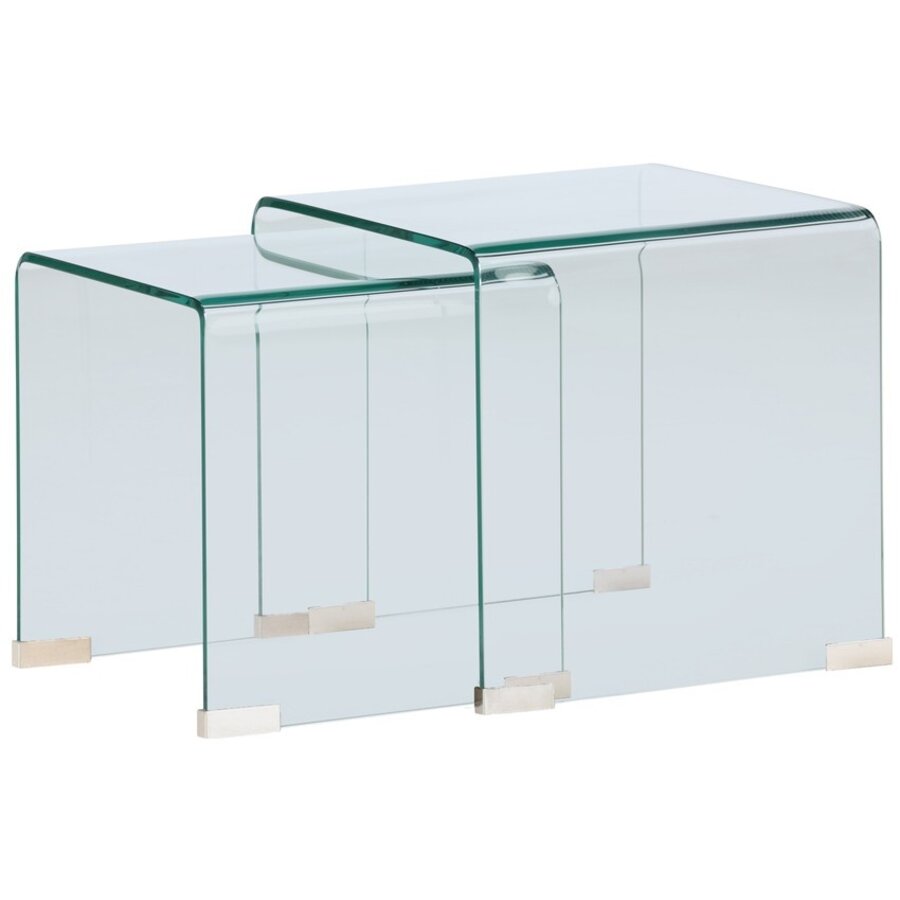 Telemark Bijzettafel Set Helder Gebogen Glas