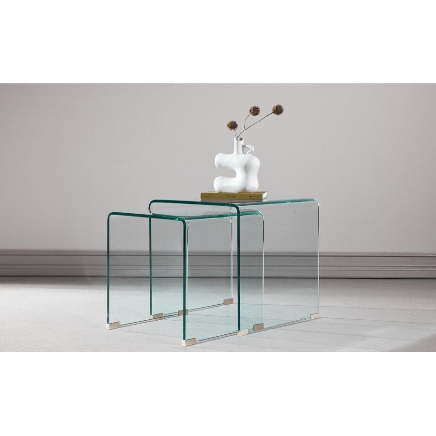 Telemark Bijzettafel Set Helder Gebogen Glas