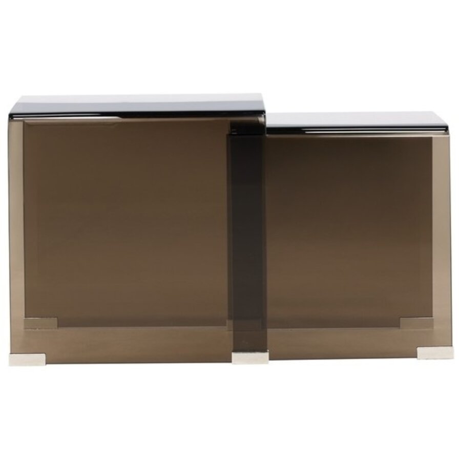 Telemark Bijzettafel Set Bruin Gebogen Glas