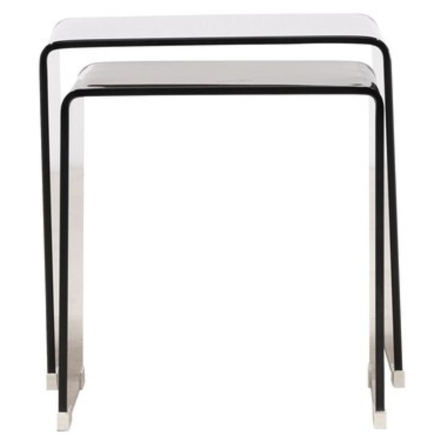 Telemark Bijzettafel Set Bruin Gebogen Glas