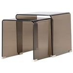 Hjem interiors Telemark Bijzettafel Set Bruin Gebogen Glas