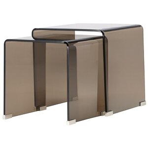 Hjem interiors Telemark Bijzettafel Set Bruin Gebogen Glas