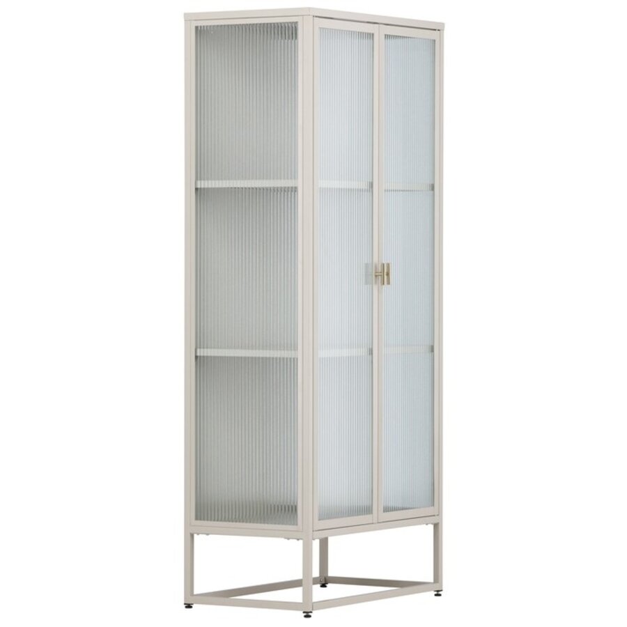 Garis Beige / Glas Opbergkast H160 cm