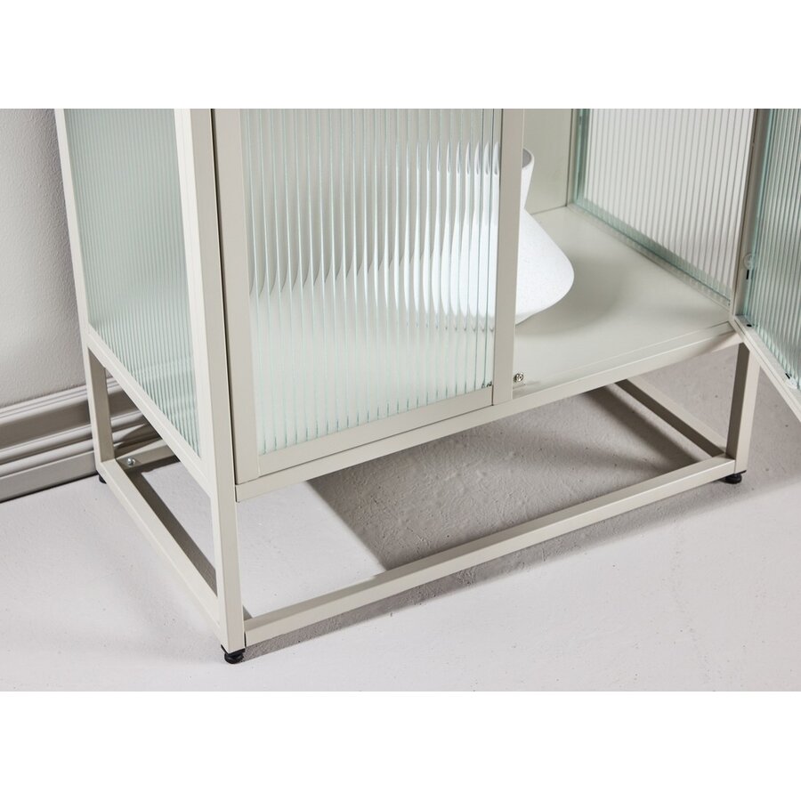 Garis Beige / Glas Opbergkast H160 cm