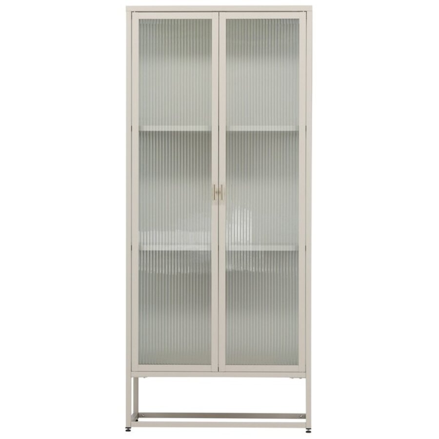 Garis Beige / Glas Opbergkast H160 cm